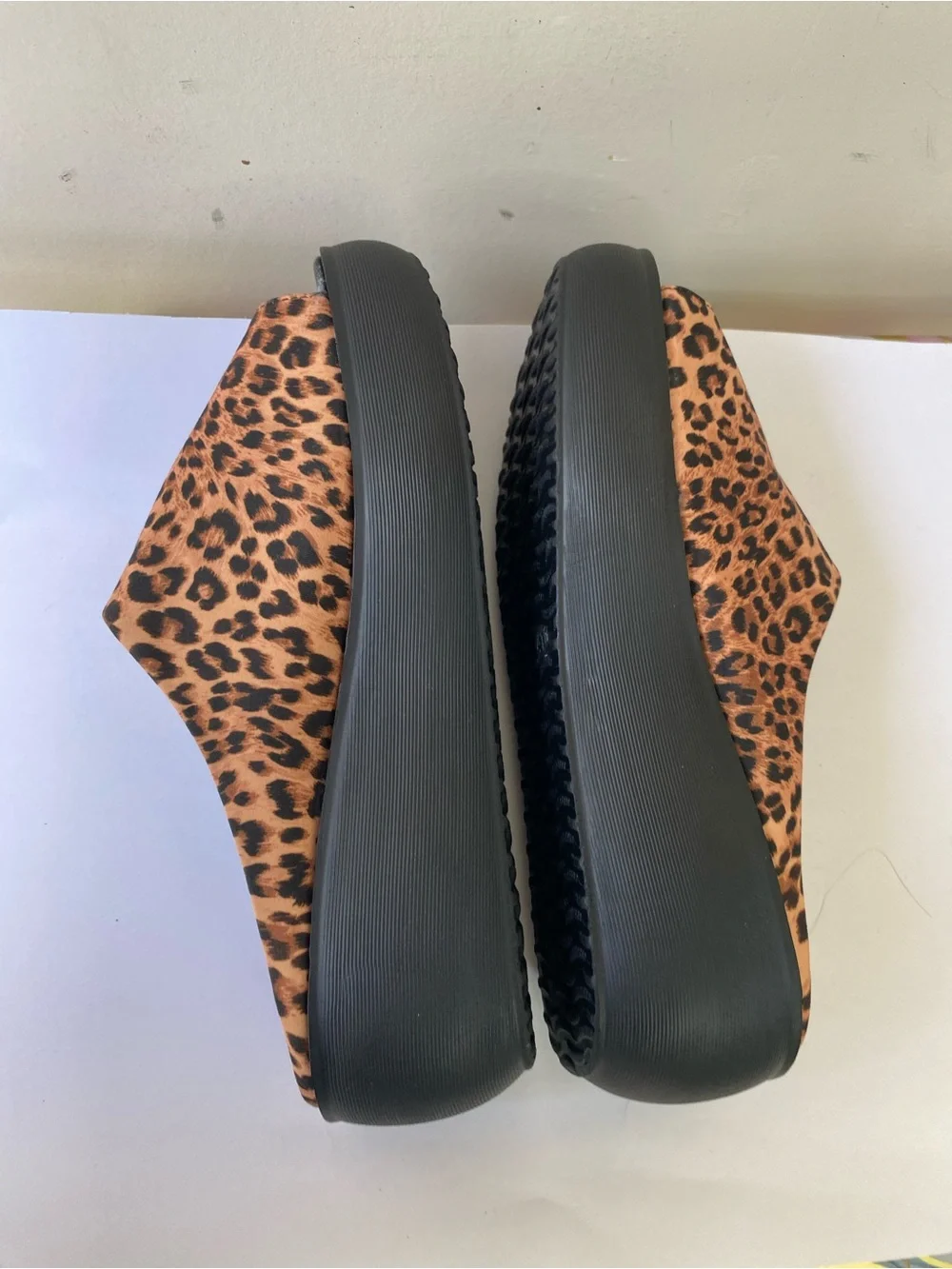 Leopard Print Platform Wedge Slide Sandals Open Toe Mules 41 Y2K Mob Wife
